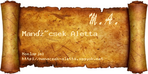 Manácsek Aletta névjegykártya